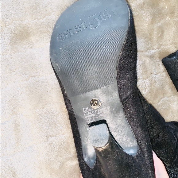 Black suede heeled boots with bow 🎀 - Picture 4 of 8